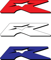 alpinestars k logos in red, blue, and white