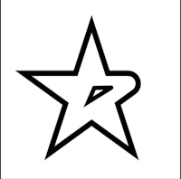 a black and white star logo on a white background